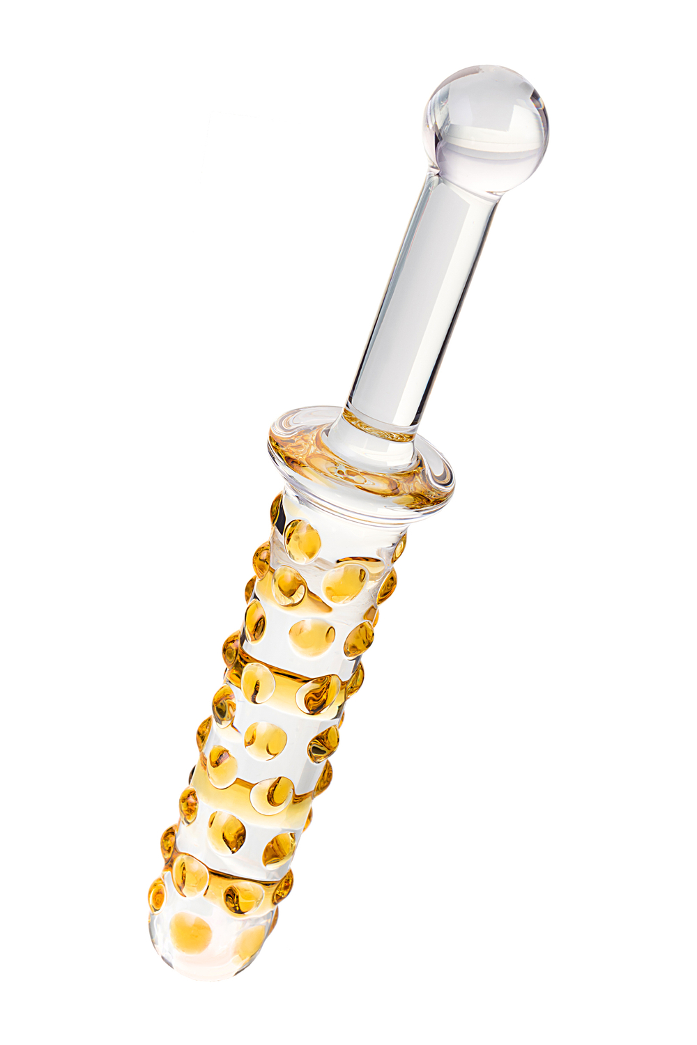 Фаллоимитатор стеклянный желтый 23,5 см