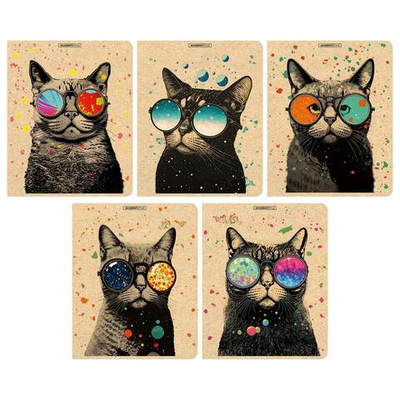 Тетрадь А5 48л клетка "Коты в очках" (Академия Групп)