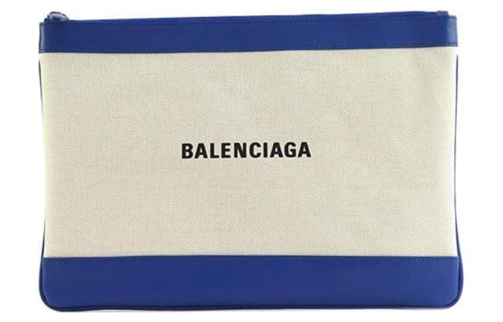 Balenciaga Canvas With Leather Canvas Bag Clutch Women"s Blue/White