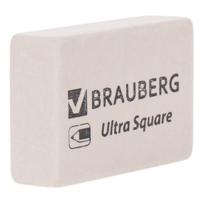 Ластик BRAUBERG "Ultra Square", 26х18х8мм, белый, натуральный каучук, 228707