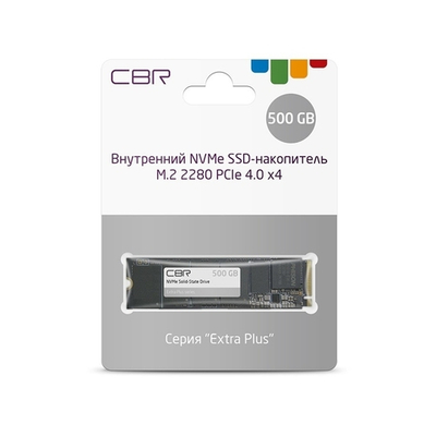 CBR SSD-500GB-M.2-EP22, Внутренний SSD-накопитель, серия "Extra Plus", 500 GB, M.2 2280, PCIe 4.0 x4, NVMe 1.4, Phison PS5018-E18, 3D TLC NAND, DRAM, R/W speed up to 6500/2900 MB/s, TBW (TB) 350