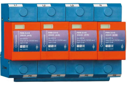 Устройство защиты от импульсных перенапряжений РИФ-Э-I+II 255/25 с (4+0) (114101)