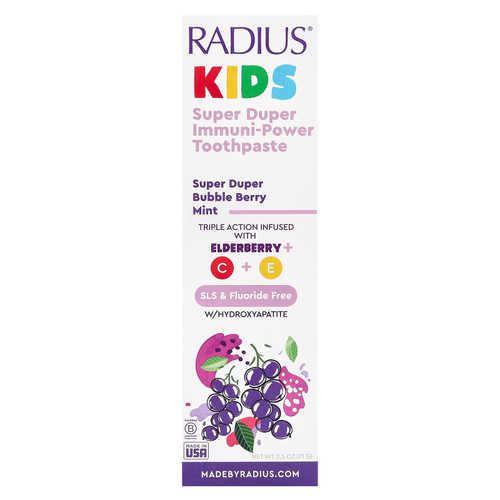 RADIUS, Super Duper Immuni-Power Toothpaste, Super Duper Bubble Berry Mint, 71 г (2,5 унции)