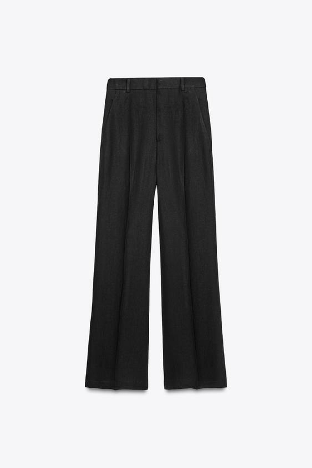 ZARA БРЮКИ ИЗ СМЕСОВОГО ЛЬНА С ПРЯЖКОЙ — ZW COLLECTION, ЧЕРНЫЙ