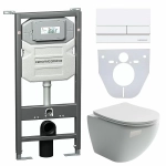 Унитаз подвесной Ceramica Nova Metropol CN4002_1002W_1000 безободковый, с крышкой микролифт, с инсталляцией и белой кнопкой