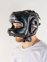 Шлем боксерский LEADERS LS с бамперной защитой BK кожа черный