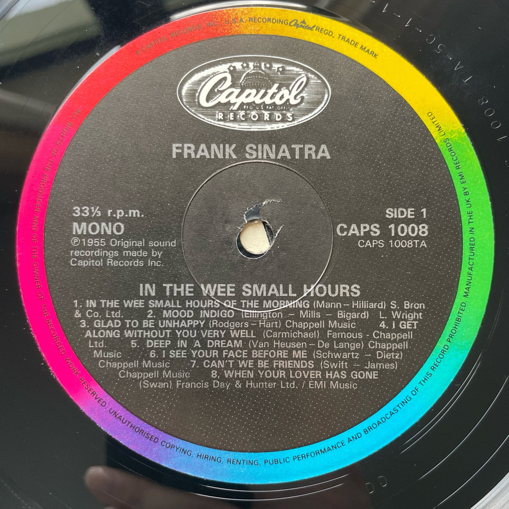 Винтажная виниловая пластинка LP Frank Sinatra In The Wee Small Hours (Англия 1984)