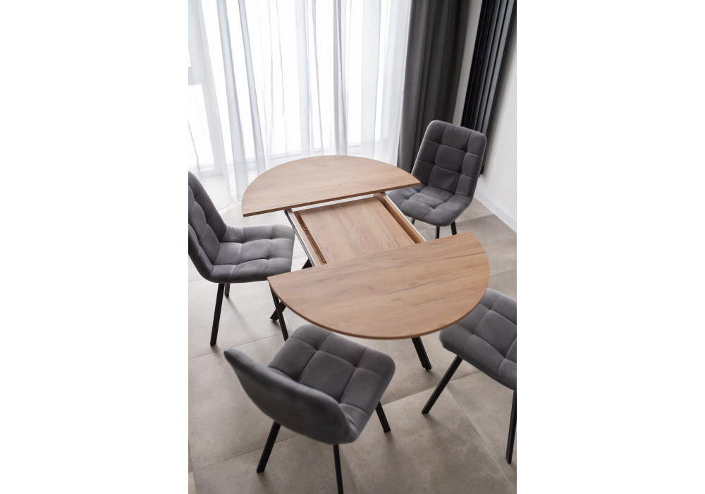 Стол деревянный Woodville Курт 90, 130 дуб крафт золотой, черный матовый, ножки черные