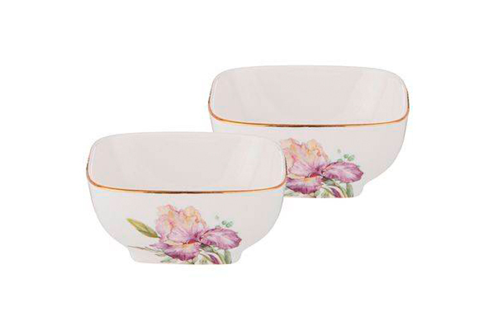 Набор салатников 2шт 8х4см Garda Decor Ирисы белый