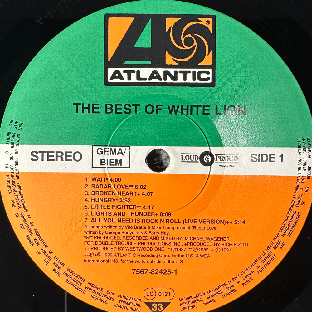 White Lion ‎– The Best Of White Lion (Германия 1992г.)