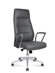 Кресло офисное  Nancy grey  алюминиевая  база  серая экокожа