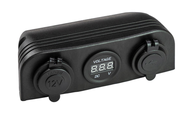 Панель с USB-разъемом 5в 2.1А, прикуривателем и вольтметром