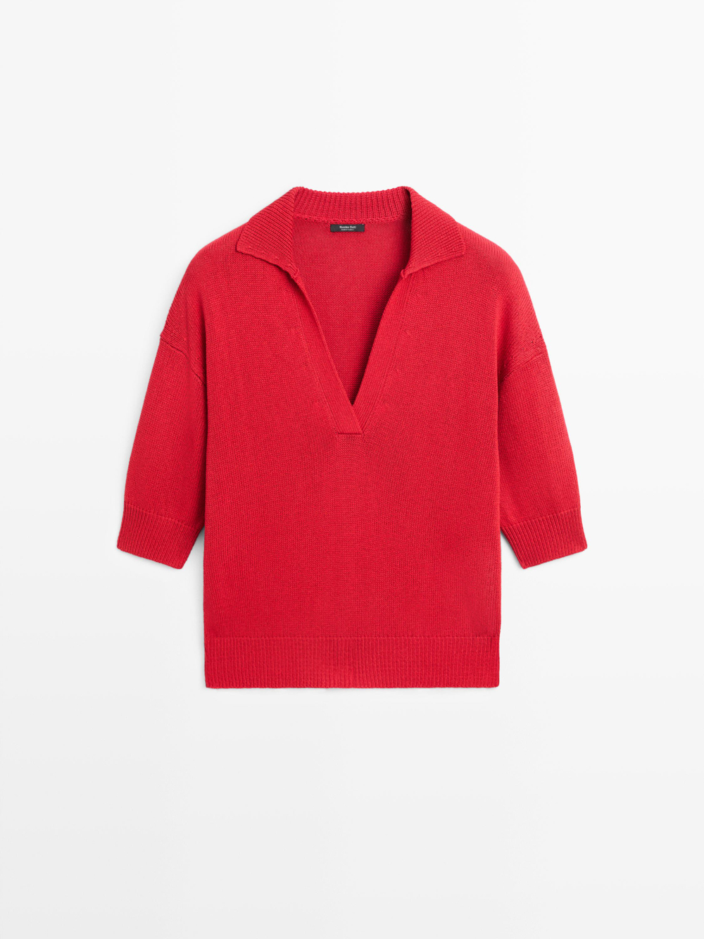 Massimo Dutti Свитер поло свободного кроя, красный