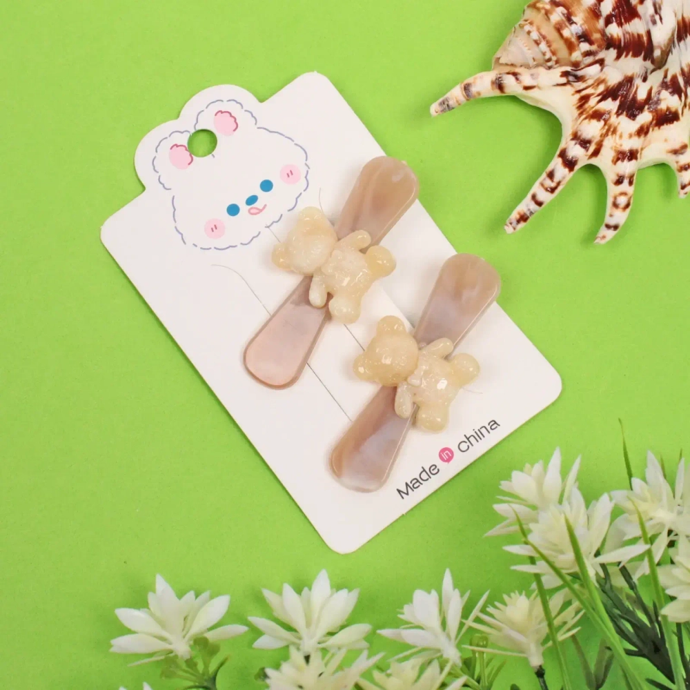 Зажимы для волос 2шт «Chocolate», молочный мишка, цвет как на фото, 6,4*1,6см