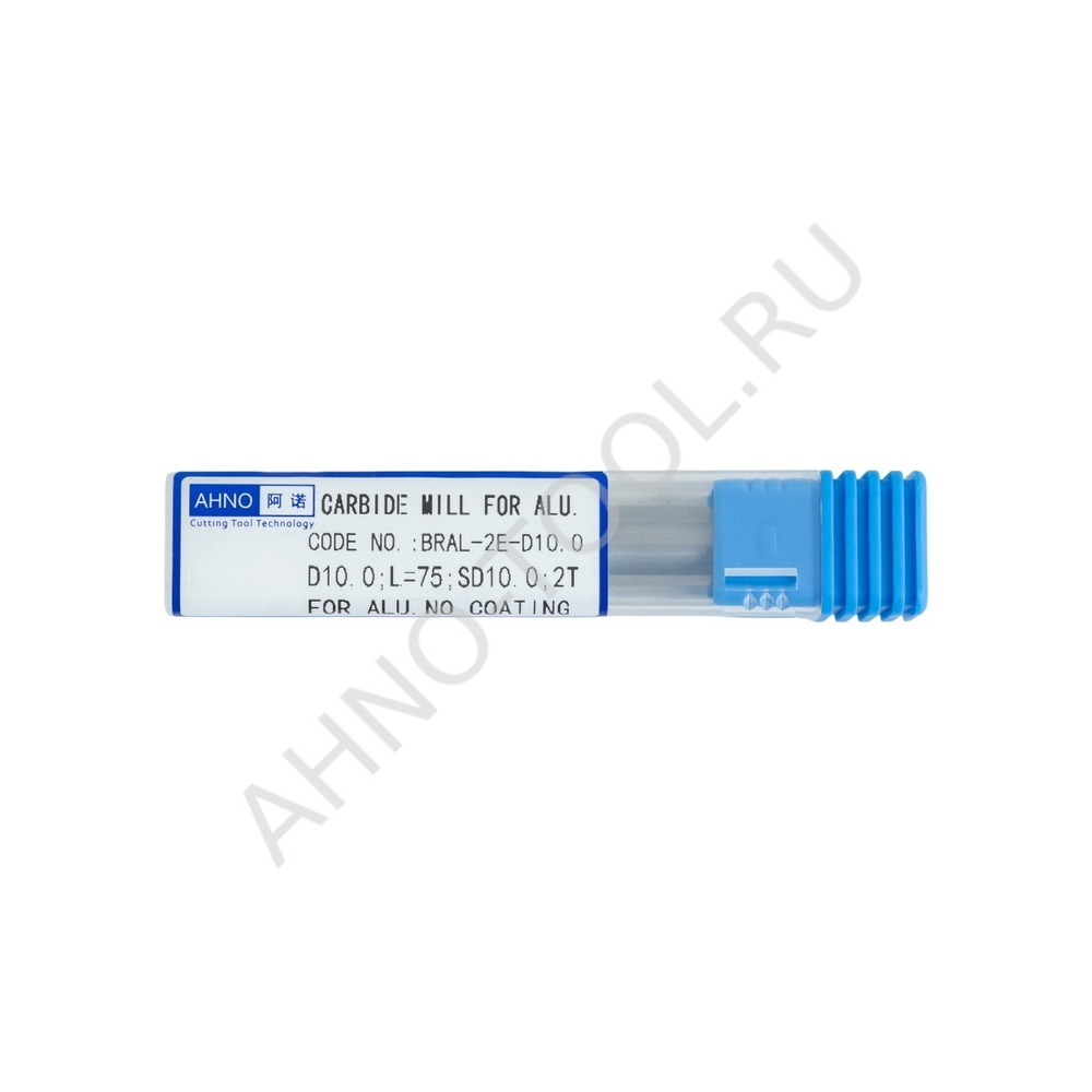 Фреза твердосплавная  10мм (L=75, l=30, хв=10) Z2 45° по алюминию и цвет.металлам BRAL-2E-D10.0 AHNO