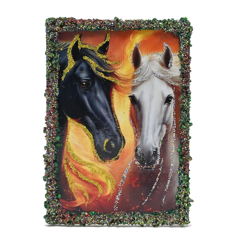Магнит "Две лошади" с каменной крошкой 70*95мм