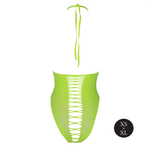 Зеленое боди с имитацией шнуровки