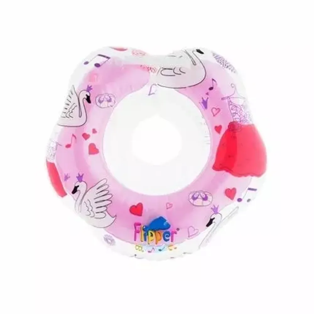 Надувной круг на шею для купания малышей Flipper 0+ с музыкой из балета &quot;Лебединое озеро&quot; розовый