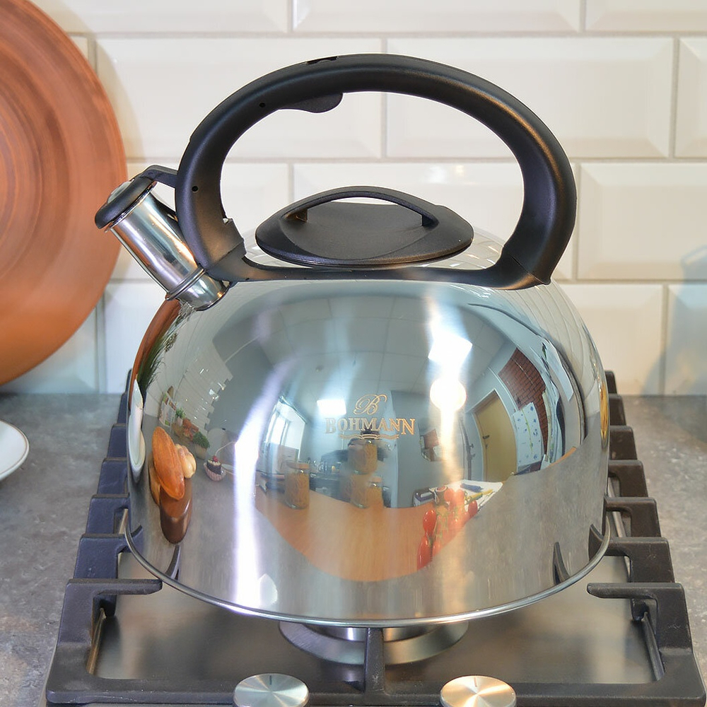 Чайник 5л нерж со свистком, с бакелитовой ручкой, 9856BH