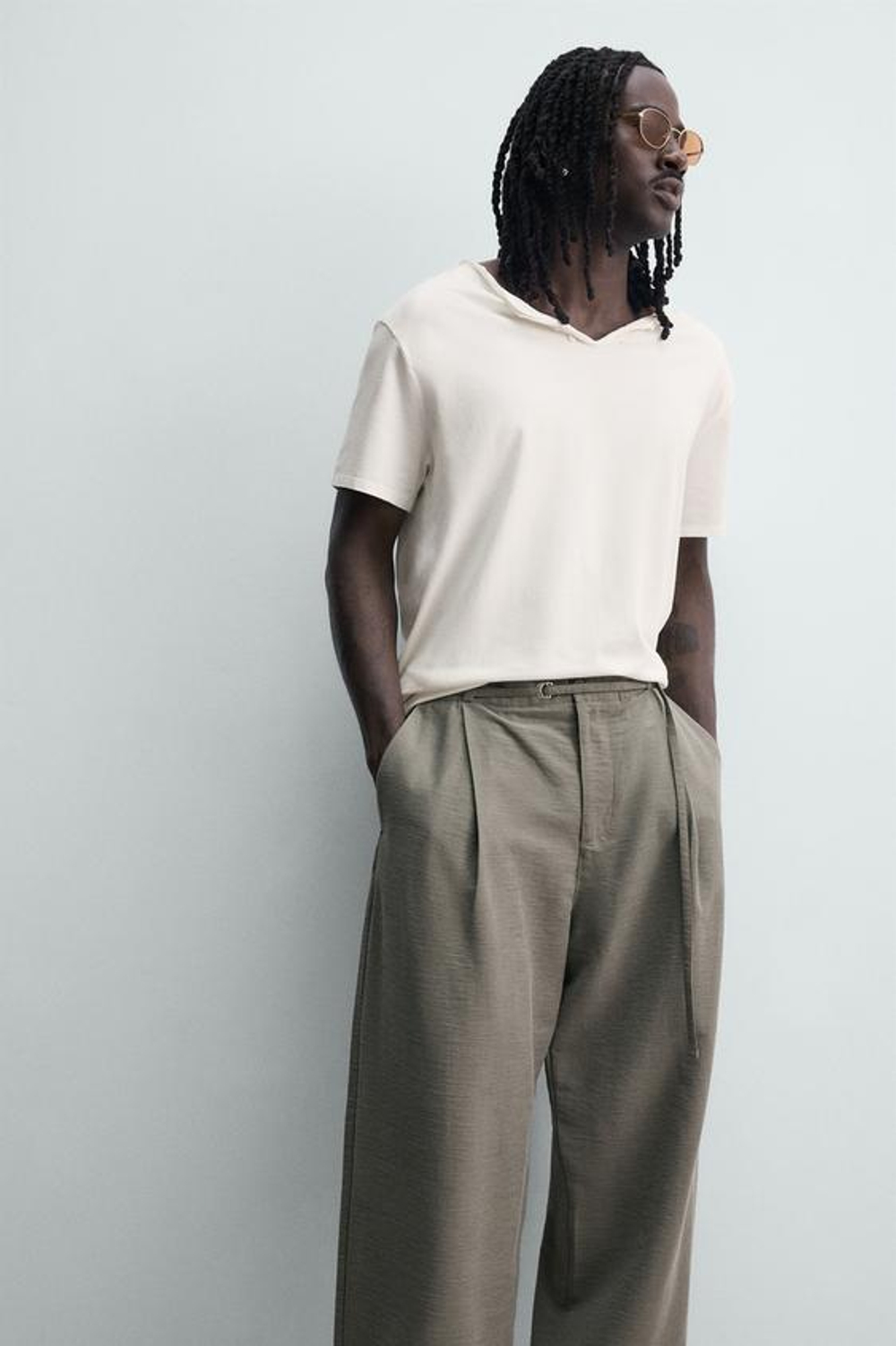 ZARA БРЮКИ BALLOON FIT С ЗАЩИПАМИ И ПОЯСОМ, АНТРАЦИТОВО-СЕРЫЙ