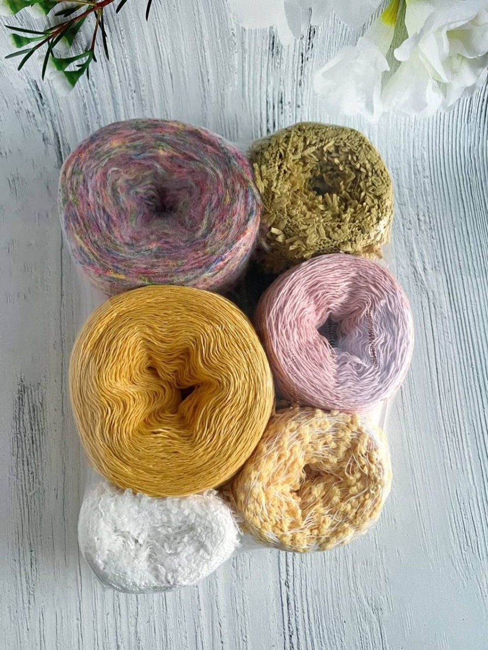 Мимоза набор пряжи и описание на Жилет оверсайз до 54+