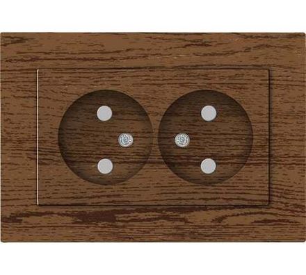 Розетка двухместная "UNIVersal" серия "Афина" б/з, с/у, з/ш, 16А, 220В, венге (еврослот) (HU2311)