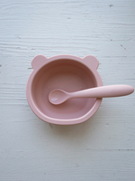 Набор посуды для детей - миска и ложка Мишка, Cotton candy