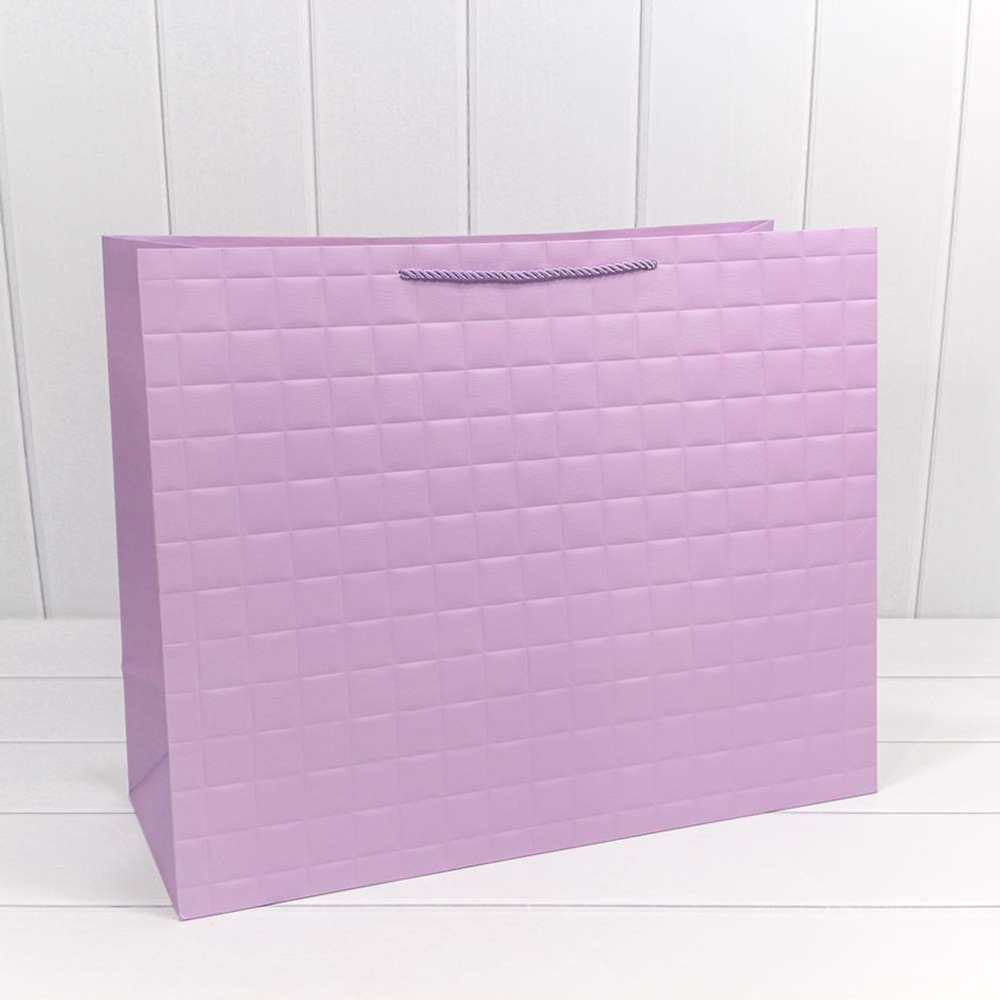 Пакет подарочный 50х40х20см Фигуры и узоры "Квадраты" (Сиреневый)