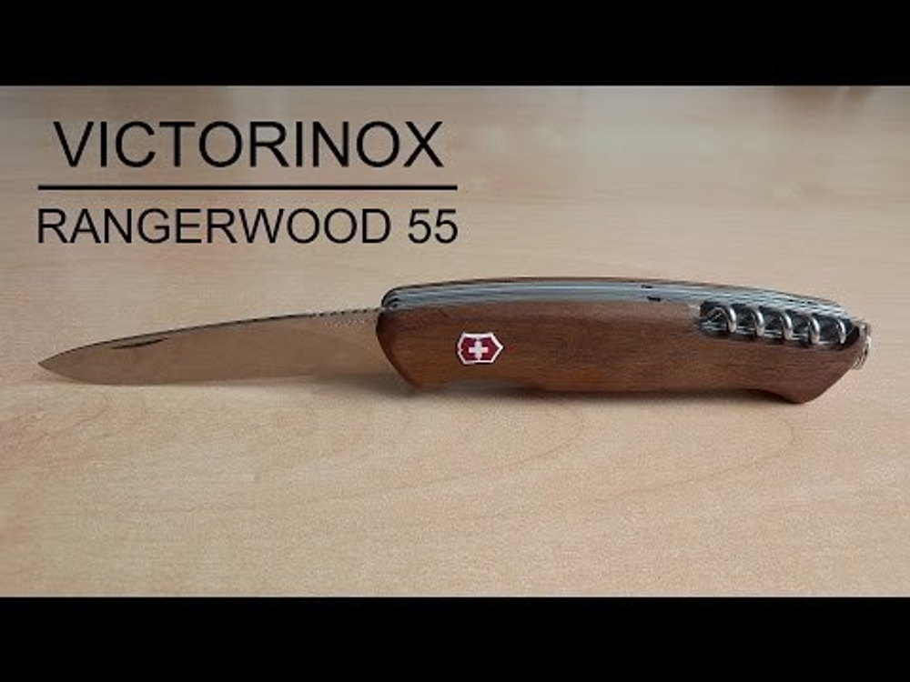 Нож Victorinox RangerWood 55, 0.9561.63, 130 мм, 10 функций, фиксатор лезвия "liner lock", лезвие и инструменты из нержавеющей стали, рукоять из орехового дерева