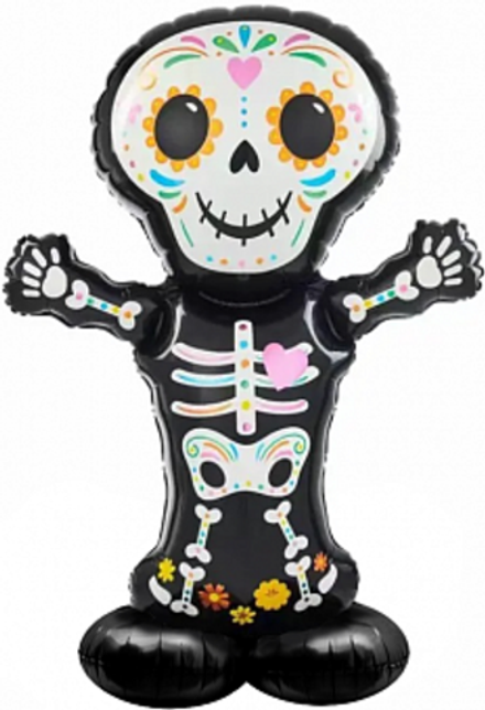 Шар 3D (36''/91 см) Фигура на подставке Скелет Калавера