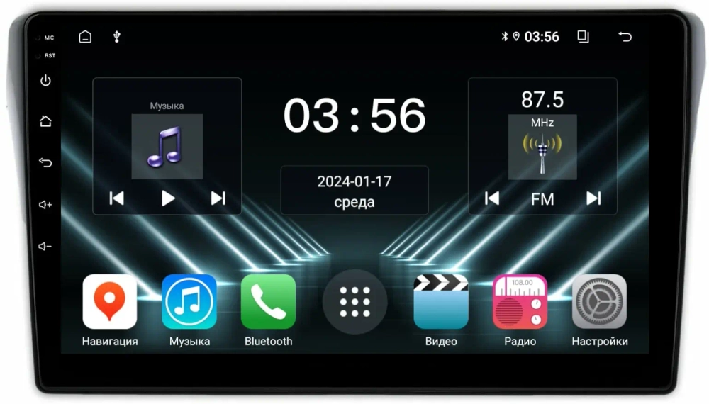 Магнитола для Subaru Levorg 1 VM 2014-2017 (вместо 2din, рамка-накладка) - FarCar DX9-9645F1 монитор 9" IPS на Android 13, 4+64Гб, CarPlay