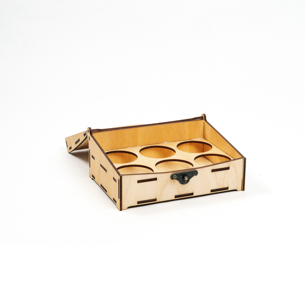 Подарочный деревянный короб для рюмок (стопок). PK40