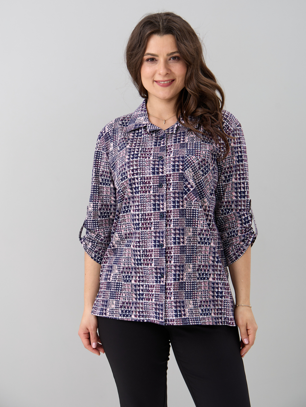 Рубашка Р-001/пьедепуль-синерозовый