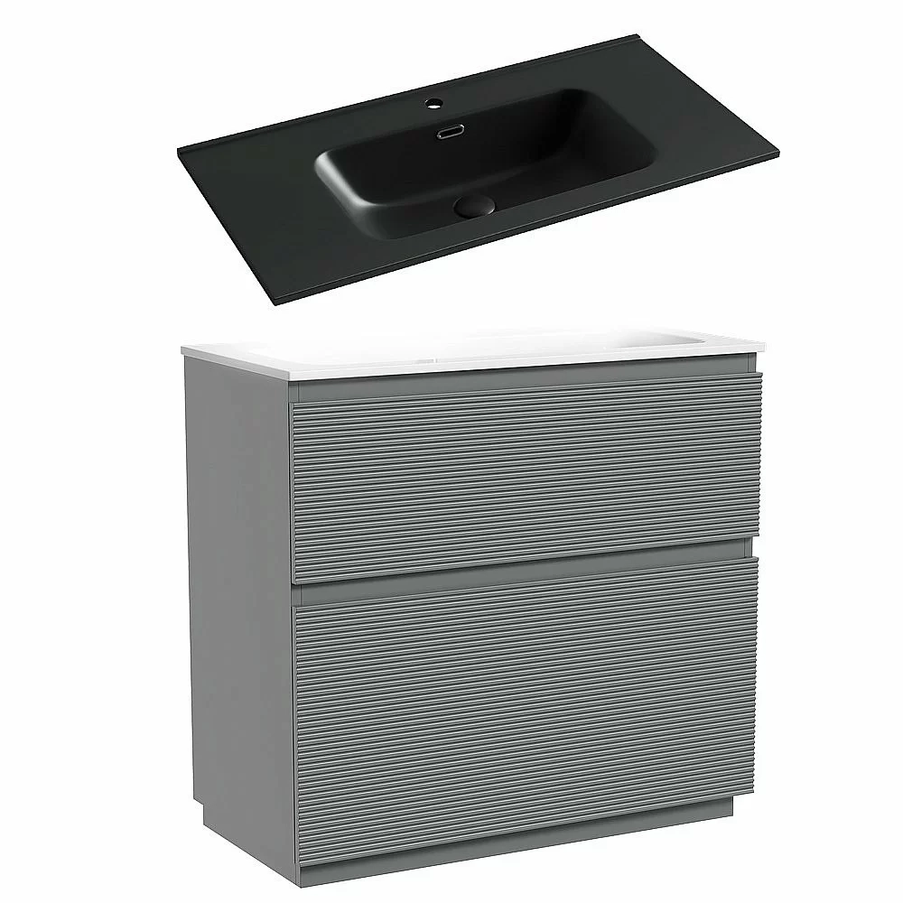 Тумба с раковиной Sancos FOLK Floor FL90FES/CN7002MB 90 Ergraut soft