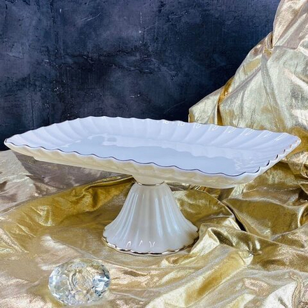 Lenardi 102-109 Прямоугольное блюдо 35,5см MARGARITA на ножке в под.уп.(х4)Фарфор