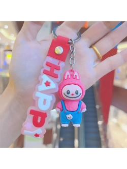 Брелок игрушка Лабубу в комбинезоне Фуксия