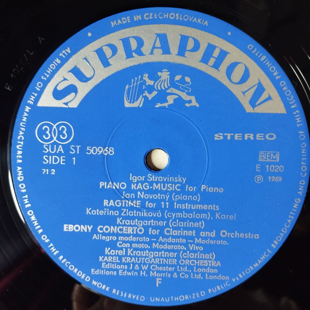 Винтажная виниловая пластинка LP Stravinsky И. Стравинский История Солдата L'histoire Du Soldat (Чехословакия 1969)
