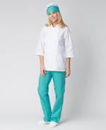 Костюм женский повара Шеф (тк.ТиСи), белый/бирюзовый