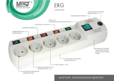 Сетевой фильтр Most ERG 2м, удлинитель сетевой