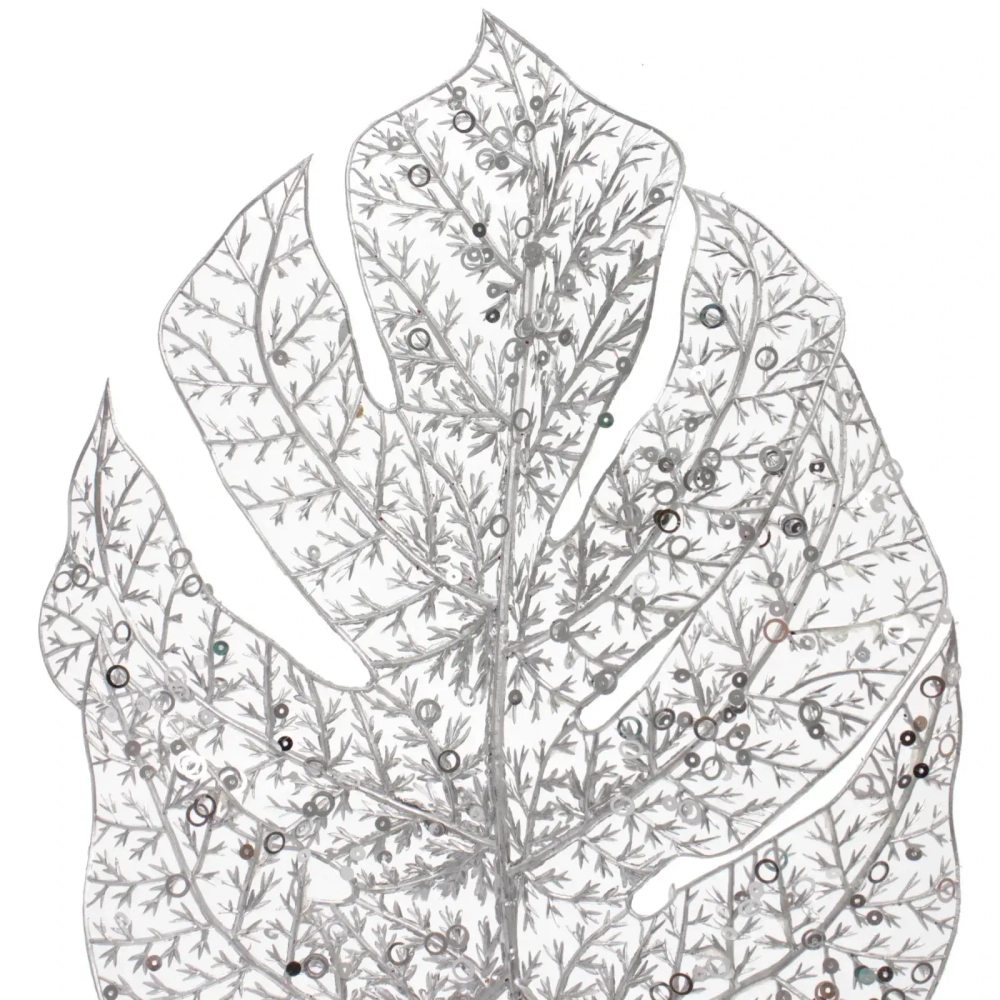 Ветка декоративная «Сказочный папоротник» 40 см, Серебро