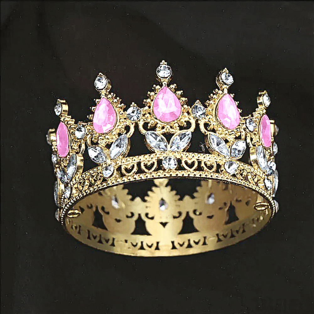 Корона для торта СРЕДНЯЯ золото-розовый 7,5х4,5 см