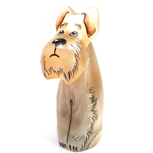 Собака 90х40 мм, статуэтка расписная из селенита