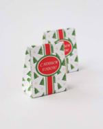 Пакетик подарочный объёмный «Новогодние ёлки» 70x35x85 мм.