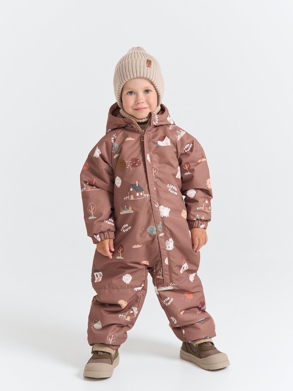 Комбинезон демисезонный "Ферма/Каштан" 0+