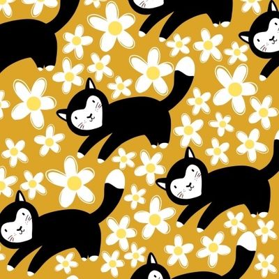 Котики и цветы (детский фон)