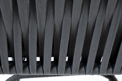 "Бордо" стул барный плетеный из роупа, каркас из стали темно-серый (RAL7024) муар, роуп серый 15мм, ткань темно-серая 027