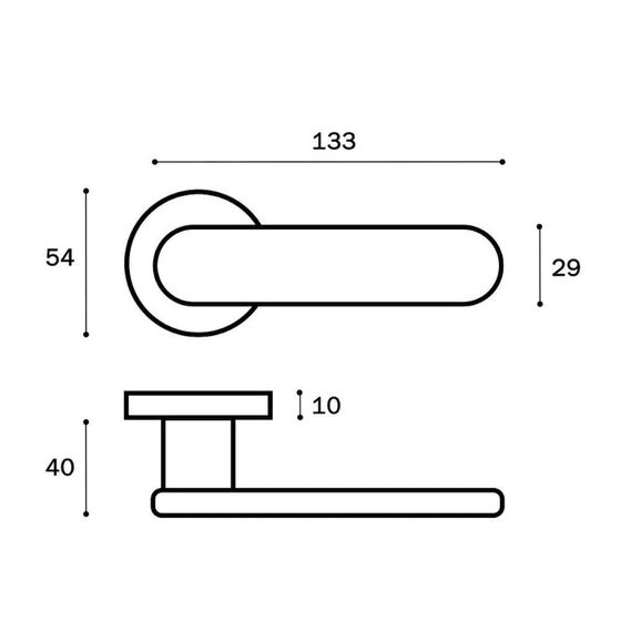 Размеры дверной ручки OVA ZR