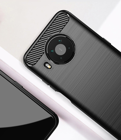 Мягкий черный чехол для Nokia X10 и X20 с 2021 года, серия Carbon (стиль карбон) от Caseport