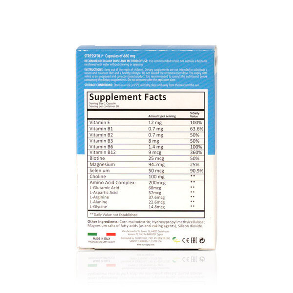 Стрессфол STRESSFOLL® 60 - пептидный комплекс эндокринной ЦНС, Khavinson Peptides®.
