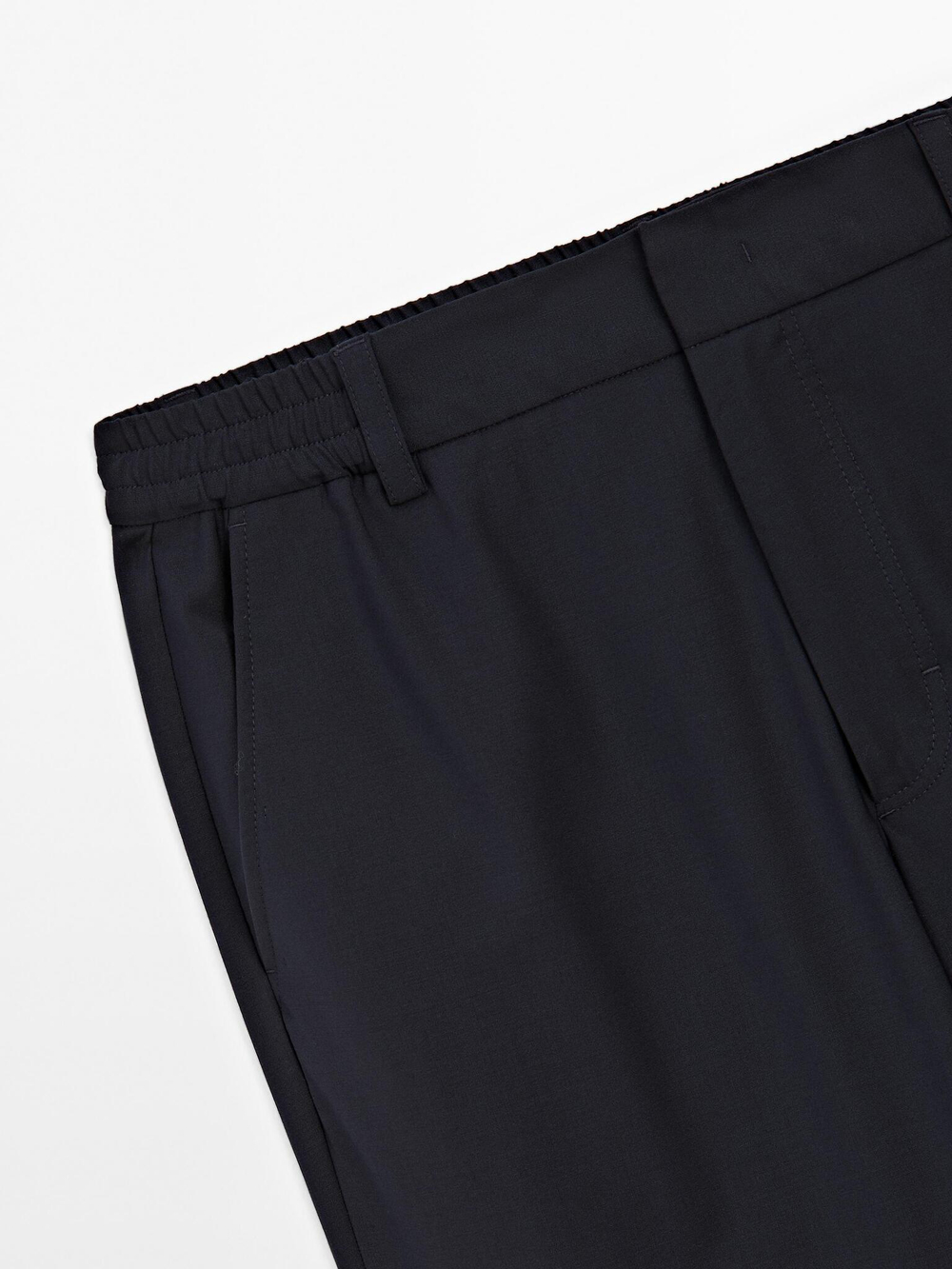 Massimo Dutti Брюки-джоггеры из шерстяной смеси, темно-синий